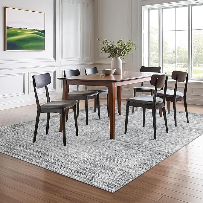 Valenrug Washable Rugs 8x10 - Non Slip 8x10 Area Rugs for Living Room, Stain Resistant Area Rugs for Bedroom, Foldable Machine Washable Area Rug(8'x10', Black)