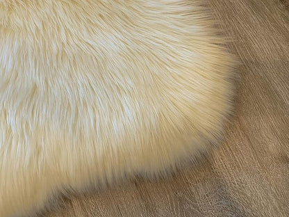 LAMBZY Faux Sheepskin Super Soft Hypoallergenic Silky Shag Rug for Living Room, Kids Room, Sofa (Single and a Half 2'x4'6", Cream)
