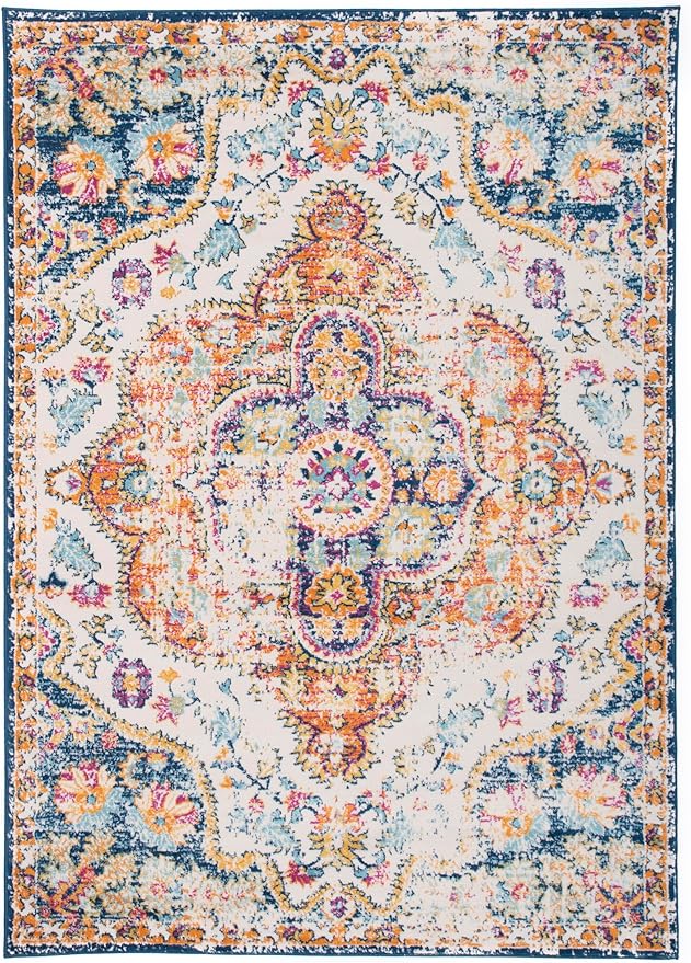 Rugshop Vintage Distressed Bohemian Area Rug for Living Room,Bedroom,Dining Room – Vibrant Multi-Color Tribal Design, 4' x 6'