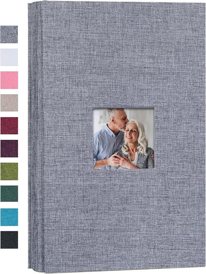 Mublalbum Small Photo Album 4x6 300 Photos Linen Cover Picture Book with Horizontal Pockets for Wedding Family Anniversary and Baby (Gray)