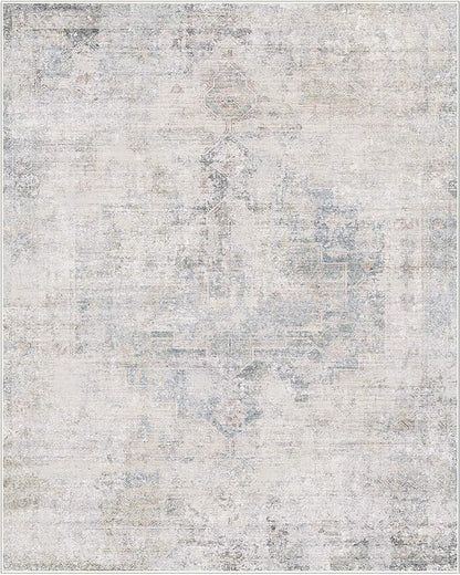 Light Blue 2'6''x8' Wide Hallway Runner Rug - Washable Kitchen Sink Rug, Non Slip 8ft Long Runner Rug for Entryway, Abstract Dusky Blue Home Décor