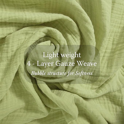 Threadmill Muslin Blanket for Twin Size Bed | 4-Layer Gauze Cotton Throw | Soft, Breathable, and Lightweight for All Seasons | Ideal Blanket or Bed Blanket | Sage Green