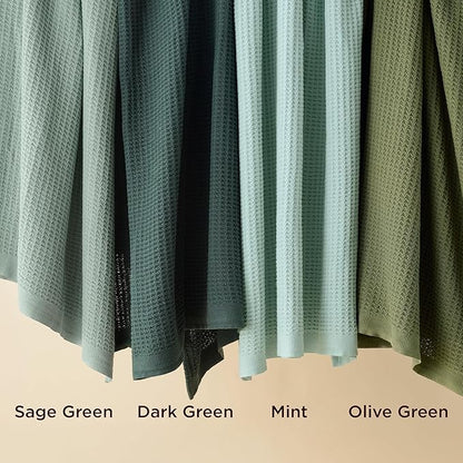 Bedsure Gentlesoft 100% Cotton Blanket Queen Size for Bed - Breathable and Soft, Thick Cozy Waffle Weave Christmas Blanket Gift for Women, Mint, 90x90 Inches