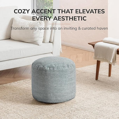 Anji Mountain 100% Handmade & Handcrafted Comfortable Home Décor Pouf Ottoman Footrest for Living Room, Bedroom, Nursery, Kidsroom, Patio Furniture - (22" x 22" x 17" - Gray Maze)