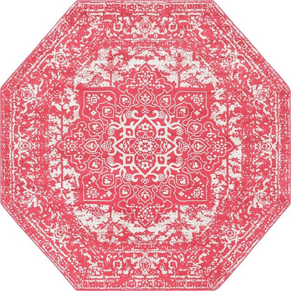 Rugs.com Arlington Collection Rug – 8 Ft Octagon Pink Medium-Pile Rug Perfect for Living Rooms, Kitchens, Entryways
