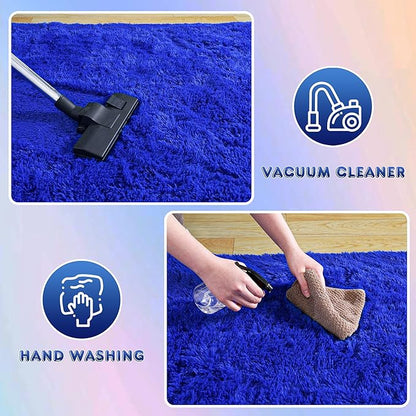 Ultra Fluffy Area Rugs for Living Room Bedroom, 6x9 Fuzzy Large Living Room Rugs, Thick Shag Rug for Dorm, Soft Non Slip Kids Girls Boys Rug for Home Decor Aesthetic, Royal Blue