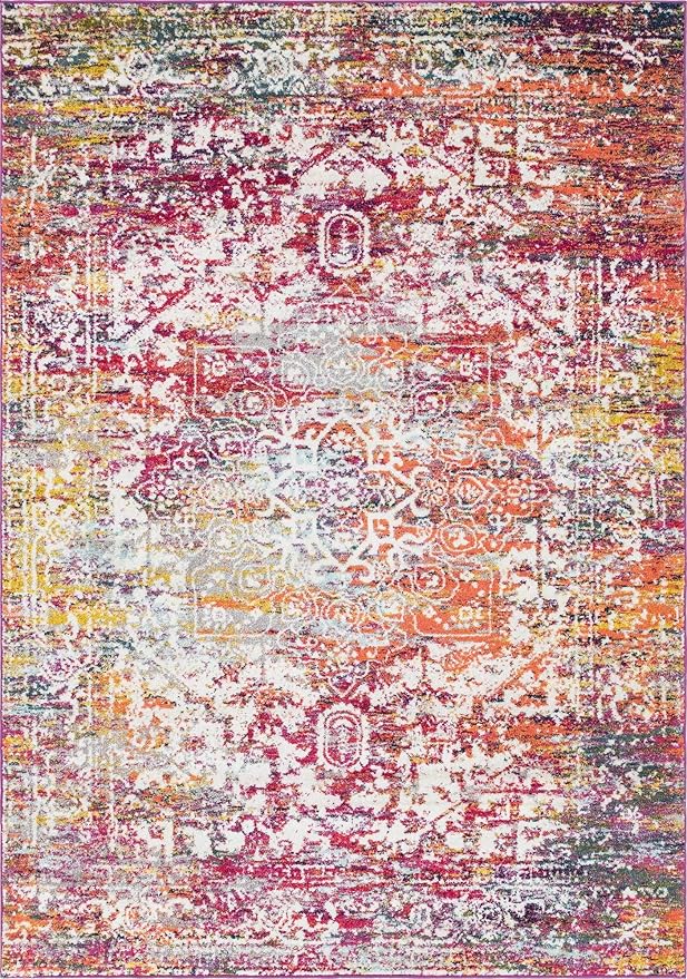 Rugs.com Arlington Collection Rug – 7' x 10' Multi Medium-Pile Rug Perfect for Living Rooms, Large Dining Rooms, Open Floorplans