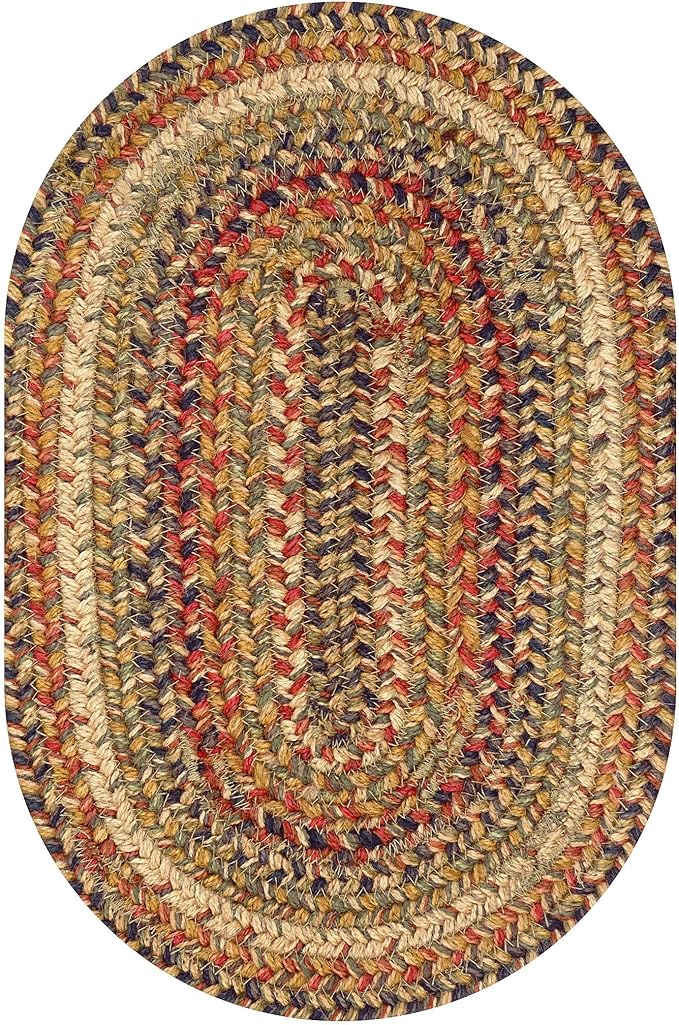 Homespice Kingston Jute Braided Oval Placemats, Warm Country Decor, Set of 6, 13x19 Multicolor Table Mats - Vibrant Colors, Durable, Easy to Clean and Protects Furniture