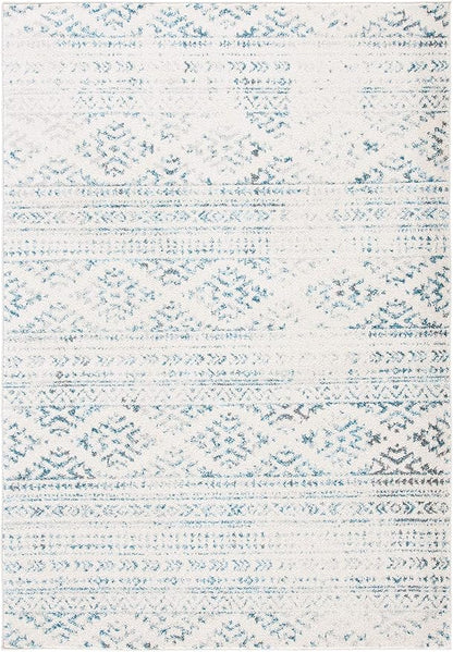SAFAVIEH Area Rug 9x12 - Tulum Collection - Large - Ivory & Turquoise, Moroccan Boho Tribal Design, Non-Shedding & Easy to Clean, Ideal for Living Room, Bedroom, Dining Space (TUL272E)