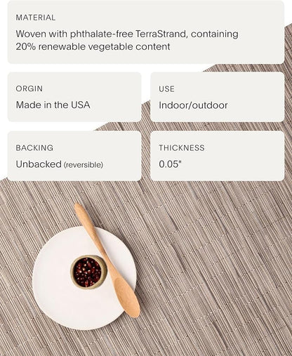 Chilewich Bamboo Placemats Set of 4 - Woven Rectangle Placemats - Reusable, Stain-Resistant, Indoor/Outdoor Tabletop Protection - 18.5" x 13.5" - Dune