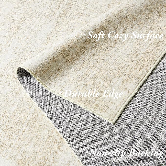 Entryway Rugs 2x3,Abstract Neutral Farmhouse Washable Non Slip Kitchen Rugs,Tan Beige