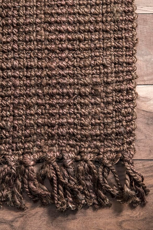 Nuloom Daniela Chocolate, 6' x 9', Handmade, Jute, Tassel, Soft and Textured, High Traffic, Stain Resistant, Easy Clean, Durable Area Rug for Bedroom, Living Room, Dining Space, Foyer, Entryway
