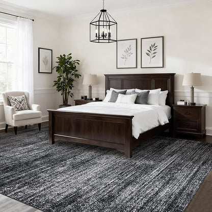 8x10 Area Rugs for Living Room, Abstract Black Boho Rug for Bedroom Design, Black and White 8 x 10