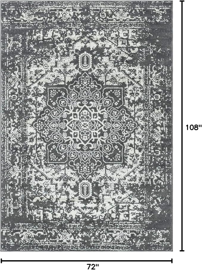 Rugs.com Arlington Collection Rug – 6' x 9' Dark Grey Medium-Pile Rug Perfect for Living Rooms, Large Dining Rooms, Open Floorplans