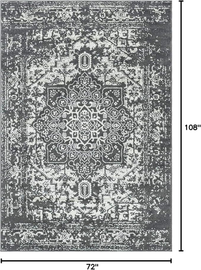 Rugs.com Arlington Collection Rug – 6' x 9' Dark Grey Medium-Pile Rug Perfect for Living Rooms, Large Dining Rooms, Open Floorplans