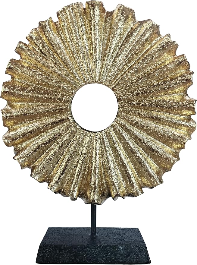Modern Abstract Round Decorative Sculpture, Dining Living Room Desk Decor,Geometric Home Decor Statues,Shelf Top Decor Aesthetics, Coffee Tables or Office Shelves（Golden）