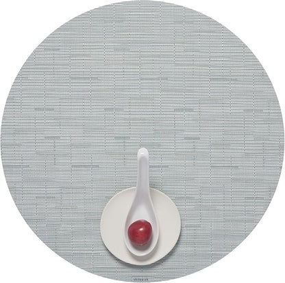 Chilewich Bamboo Placemats Set of 4 - Round Woven Placemats - Reusable, Stain-Resistant, Indoor/Outdoor Tabletop Protection - 15" - Seaglass