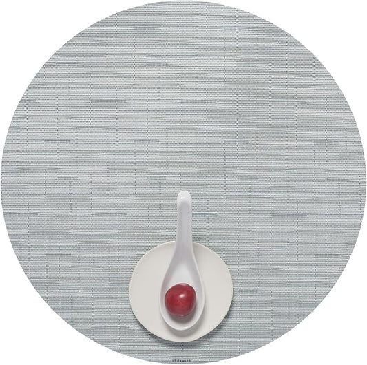 Chilewich Bamboo Placemats Set of 4 - Round Woven Placemats - Reusable, Stain-Resistant, Indoor/Outdoor Tabletop Protection - 15" - Seaglass