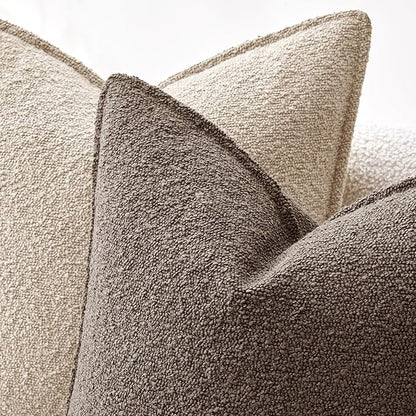 MIULEE Pack of 2 Decorative Textured Boucle Throw Pillow Covers 22x22 Inch Dark Brown Broadside Thick Boho Pillows for Farmhouse Accents Sofa Couch Bedroom Living Room Home Decor