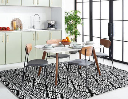 SAFAVIEH Area Rug 8x10 - Tulum Collection - Large - Black & Ivory, Moroccan Boho Tribal Design, Non-Shedding & Easy to Clean, Ideal for Living Room, Bedroom, Dining Space (TUL272Z)