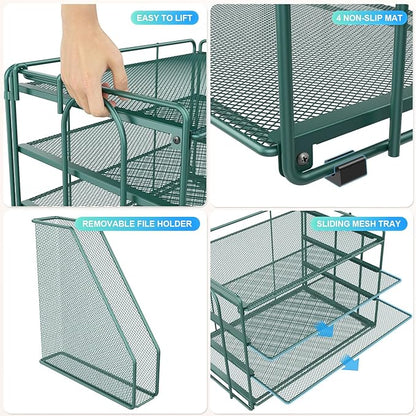 gianotter 4-Tier Paper Organizer With Magazine Holder, Desk Organizers and Accessories, Green Desk Accessories, File Organizer for Office Supplies Storag(Green)
