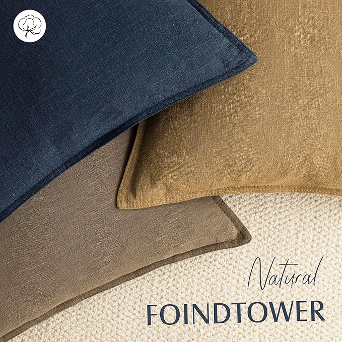 Foindtower Pack of 2, Decorative Linen Soild Throw Pillow Covers Soft Accent Cushion Case Boho Farmhouse Pillowcase for Chair Couch Sofa Bedroom Living Room Home Decor 24 x 24 Inch Honey Mustard