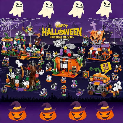 31-Day Halloween Advent Calendar 2025, Halloween Countdown Calendar for Kids Adult - Haunted House, Pumpkins, Ghosts Mini Building Block Gifts for Kids Party Goodie Bag Stuffers