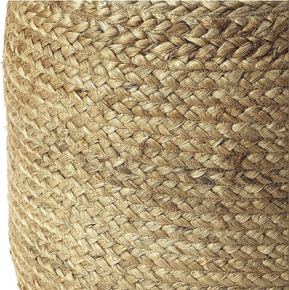 100% Natural Jute Pouf Handmade Braided Ottoman - Farmhouse Rustic Accent Furniture - Footrest Round Bean Bag - for Living Room Bedroom Kids Room (Natural, 16" x 16" x 18")