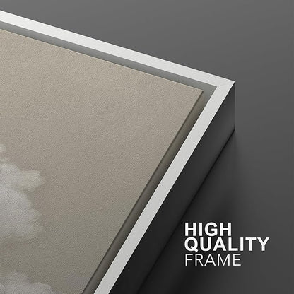 MUDECOR Framed Wall Art Print Set Serene Sky Filled with Fluffy Clouds Illustrations Modern Art Decorative Colorful for Living Room, Bedroom, Office - 24"x36"x3 White