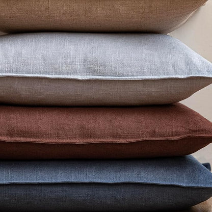 Foindtower Pack of 2, Decorative Linen Soild Throw Pillow Covers Soft Accent Euro Cushion Case Boho Farmhouse Pillowcase for Chair Couch Sofa Bedroom Living Room Home Decor 24 x 24 Inch Rust Red