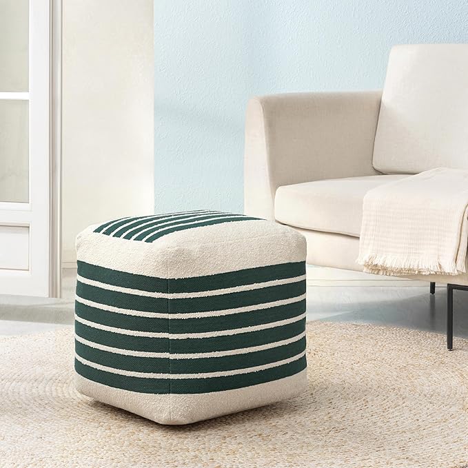 Anji Mountain 100% Handmade & Handcrafted Comfortable Home Décor Pouf Ottoman Footrest for Living Room, Bedroom, Nursery, Kidsroom, Patio Furniture - (20" x 20" x 20" - Garden Topiary)