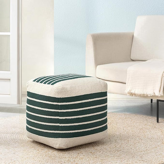 Anji Mountain 100% Handmade & Handcrafted Comfortable Home Décor Pouf Ottoman Footrest for Living Room, Bedroom, Nursery, Kidsroom, Patio Furniture - (20" x 20" x 20" - Garden Topiary)