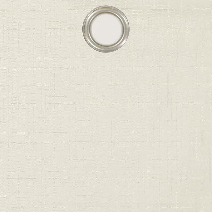 Eclipse Kendall Solid Textured Blackout Thermal Insulated Lining Grommet Window Curtain for Bedroom (1 Panel), 42 in x 54 in, Ivory