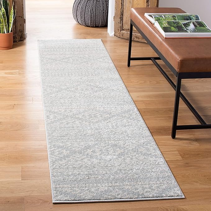 SAFAVIEH Tulum Collection Runner Rug - 2' x 11', Light Grey & Ivory, Moroccan Boho Tribal Design, Non-Shedding & Easy to Clean, Ideal for Living Room, Hallway, Foyer, Entryway, Bedroom (TUL272F)