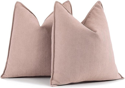ZWJD Dusty Pink Pillow Covers 16x16 Set of 2 Chenille Throw Pillow Covers with Elegant Design Soft and Luxurious Decorative Throw Pillows for Couch, Bed, and Home Decor