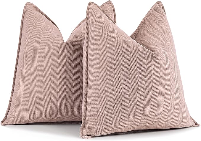 ZWJD Dusty Pink Pillow Covers 22x22 Set of 2 Chenille Throw Pillow Covers with Elegant Design Soft and Luxurious Decorative Throw Pillows for Couch, Bed, and Home Decor