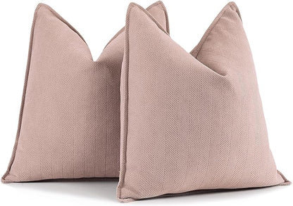 ZWJD Dusty Pink Pillow Covers 22x22 Set of 2 Chenille Throw Pillow Covers with Elegant Design Soft and Luxurious Decorative Throw Pillows for Couch, Bed, and Home Decor