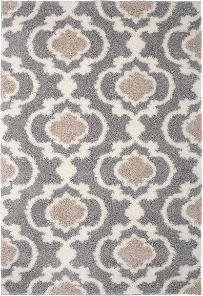 Rugshop Cozy Moroccan Trellis Gray/Cream 7'10" X 10' Indoor Shag Area Rug