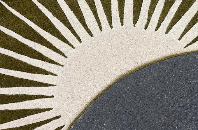 Modern Round Area Rug – Hand-Tufted with 100% NZ Wool, Thick & Soft Circular Carpet for Living Room, Bedroom & Dining Room Decor (Moss Green, 9' Round)