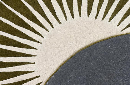 Modern Round Area Rug – Hand-Tufted with 100% NZ Wool, Thick & Soft Circular Carpet for Living Room, Bedroom & Dining Room Decor (Moss Green, 9' Round)