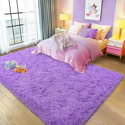 Large 9x12 Area Rugs for Living Room, Ultra Soft Shag Living Room Rug Thick Fluffy Rug for Bedroom, Plush Fuzzy Carpet for Girls Boys Kids Room Non Slip Dorm Home Decor Aesthetic, Purple