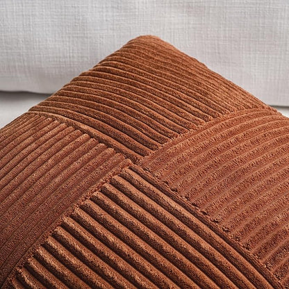 Fancy Homi 2 Packs Rust Big Decorative Throw Pillow Covers 24x24 Inch for Living Room Couch Bed, Rustic Farmhouse Boho Home Decor, Soft Corss Corduroy Patchwork Square Terracotta Cushion Case 60x60 cm