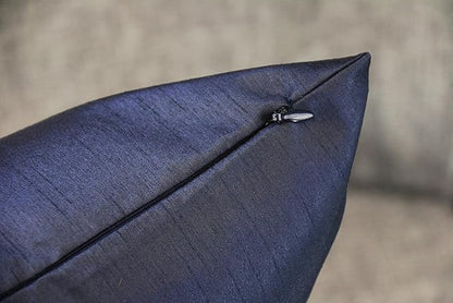 Aiking Home 12x18 Inches Faux Silk Rectangular Throw Pillow Cover, Zipper Closure, Navy (Set of 2)