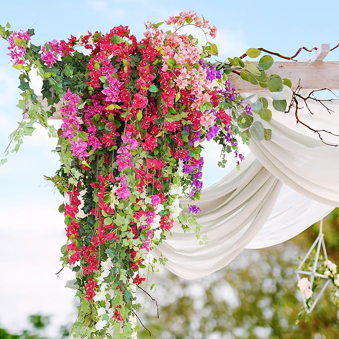 10PCS Bougainvillea Artificial Flowers 30" Silk Fake Bougainvillea Branches Faux Flowers Vines for Home，Garden，Wedding，Party，Indoor and Outdoor，Floral Arrangement and DIY Decor（red）