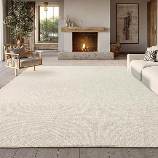 Bedsure 6x9 Faux Wool Area Rugs for Living Room, Machine Washable Carpet, Non-Slip Backing, Pet Friendly Throw Rug for Bedroom Dining Room, Linen