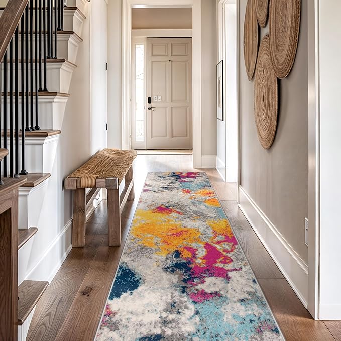 Rugshop Sky Collection Modern Abstract Runner Rug 2'7" x 10' Multi