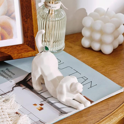 PUDDING CABIN Dog Mom Ring Holder Stand - Wedding, Birthday, Christmas, Valentine's Gift for Women/Men - Figurine for Office Room Decor - Loss of Pet Sympathy