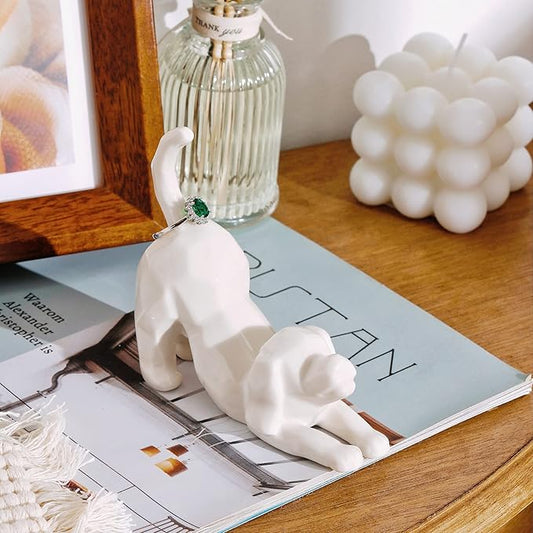 PUDDING CABIN Dog Mom Ring Holder Stand - Wedding, Birthday, Christmas, Valentine's Gift for Women/Men - Figurine for Office Room Decor - Loss of Pet Sympathy