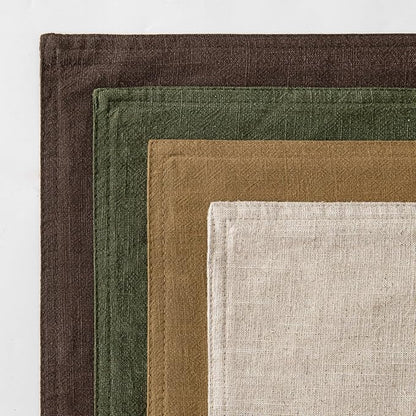 MIULEE Neutral Green/Brown Linen Pillow Covers Pack of 4 Decorative Natural Solid Throw Pillow Covers Soft Accent Boho Farmhouse Couch Pillowcases Spring Decors for Living Room Bed Sofa 18x18 Inch