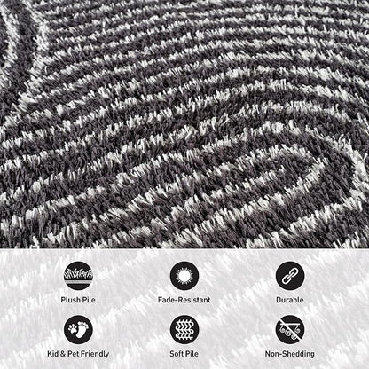 Rugshop Circles Arch Shag Area Rug Anthracite Dark Gray 4' x 6' Ideal for Small Living Rooms, Offices, or Beside The Bed